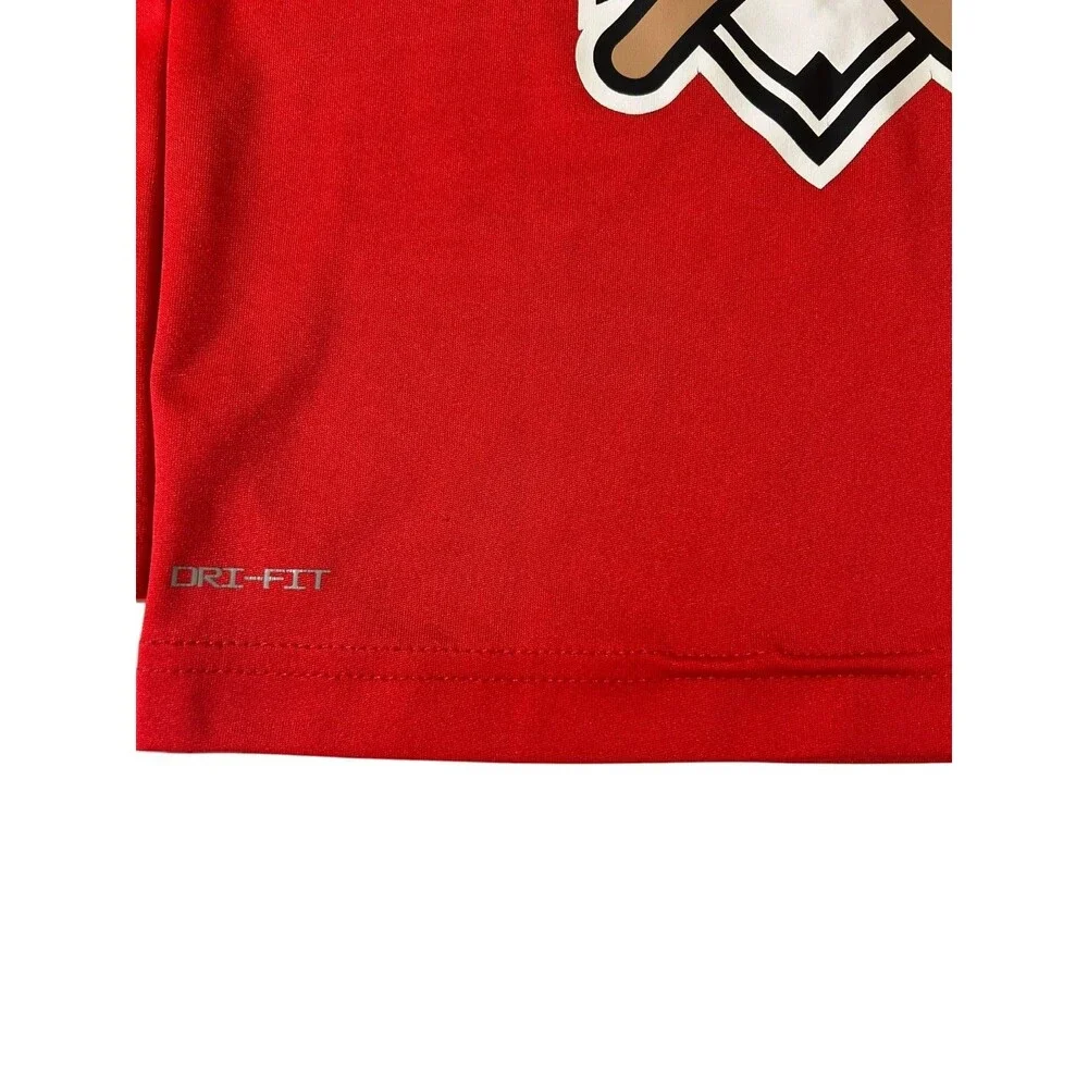 Nike University Red Baseball Logo Toddler Boy 2T Dri-Fit Long Sleeve Tee Shirt.